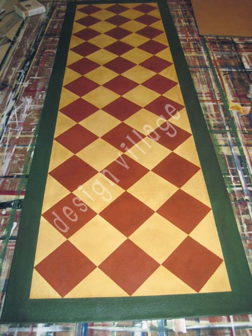 Black and White Diamond Pattern Floorcloth