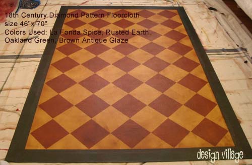 18th Century Diamond Pattern Floorcloth