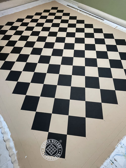 Diamond pattern floorcloth