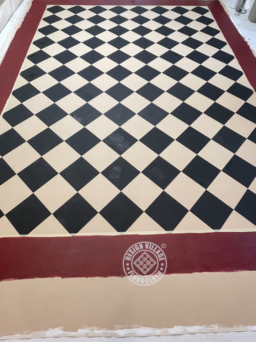 Diamond pattern floorcloth