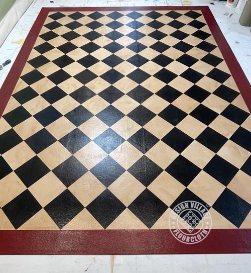 Diamond pattern floorcloth