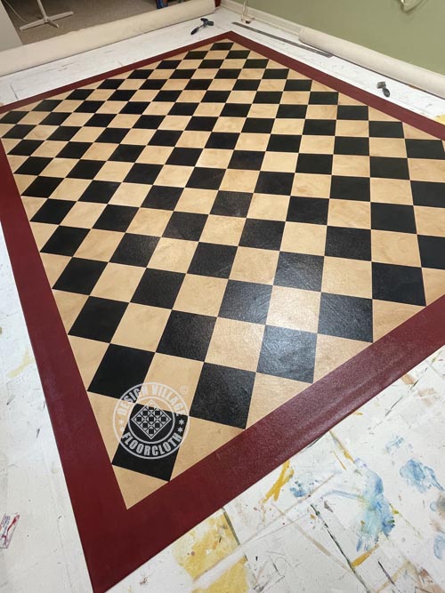 Diamond pattern floorcloth