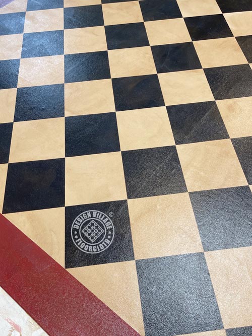 Diamond pattern floorcloth