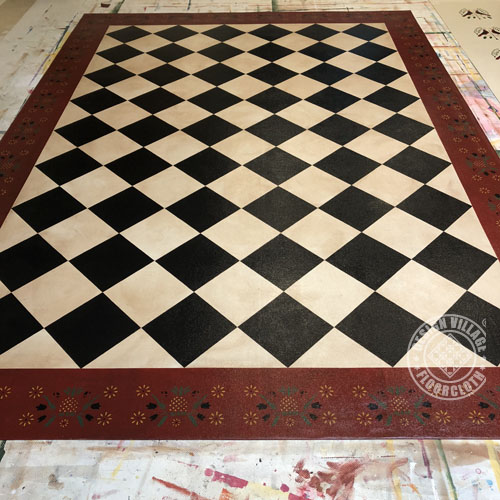 Diamonds with Williamsburg Border Floorcloth