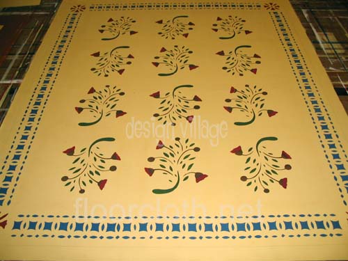 Early American Flowers Floorcloth