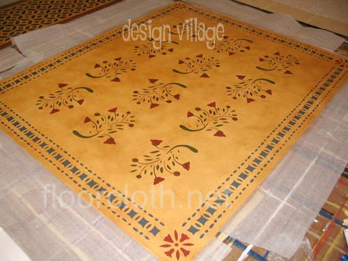 Early American Flowers Floorcloth