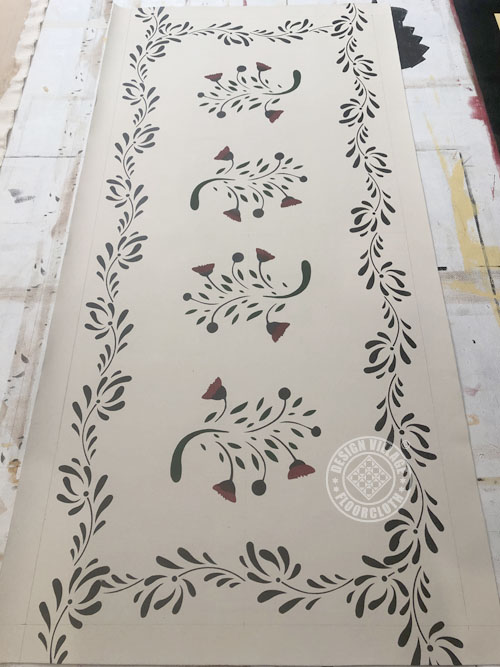 Early American Flowers Floorcloth