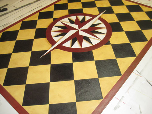 Mariners Compass with diamonds Floorcloth