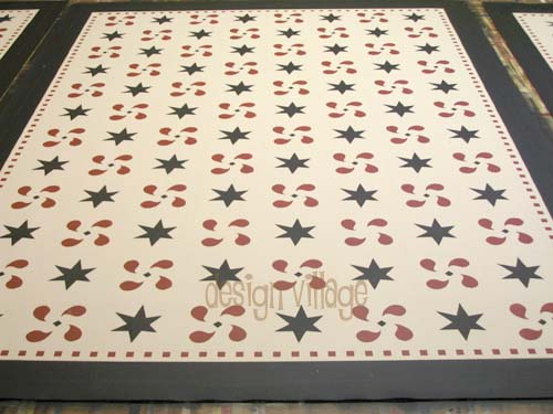 Pinwheels and Stars Floorcloth 5x7
