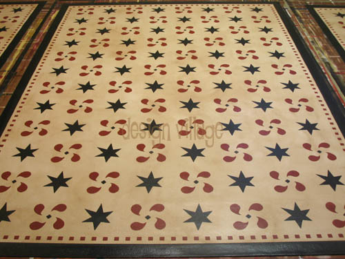Pinwheels and Stars Floorcloth 5x7