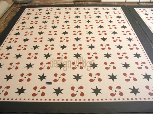 Pinwheels and Stars Floorcloth 6x7