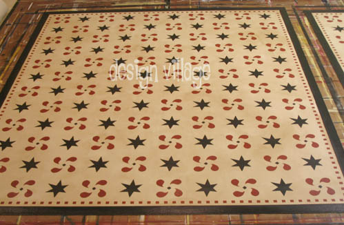Pinwheels and Stars Floorcloth 6x7