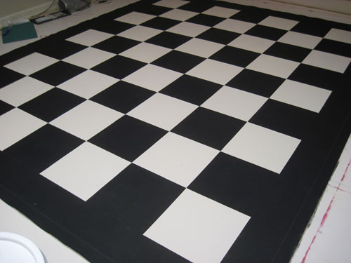 Black and White Checks Floorcloth