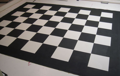 Black and White Checks Floorcloth