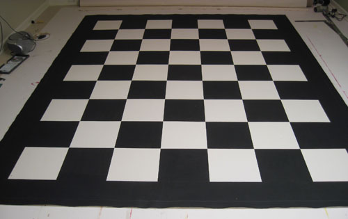 Black and White Checks Floorcloth