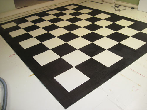 Black and White Checks Floorcloth