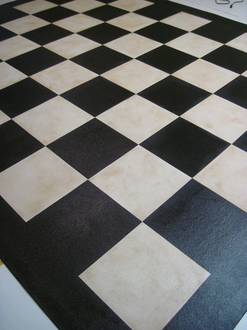 Black and White Checks Floorcloth