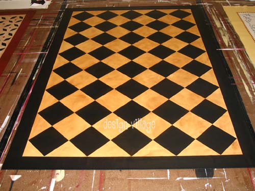 18th Century Diamond Pattern Floorcloth