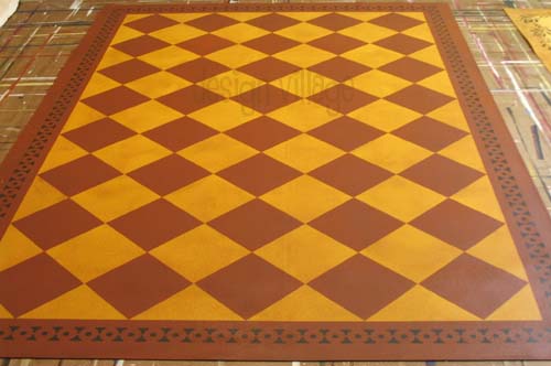 Diamonds with Bump Tavern Border Floorcloth