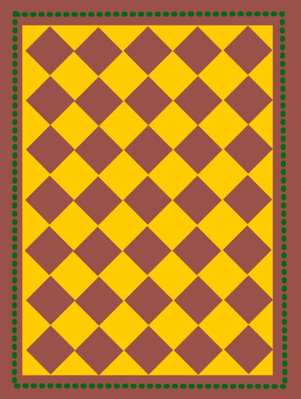 Diamonds with Bump Tavern Border Floorcloth