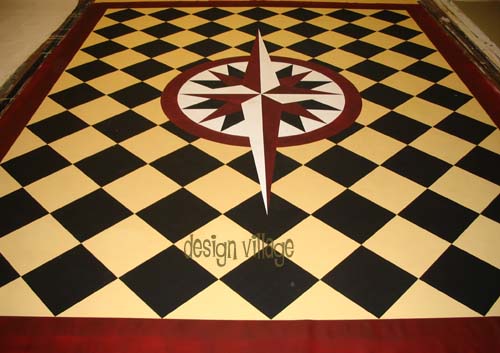 Mariners Compass with diamonds Floorcloth