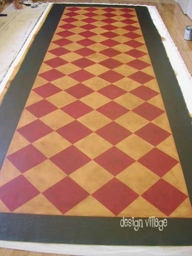 18th Century Diamond Pattern Floorcloth