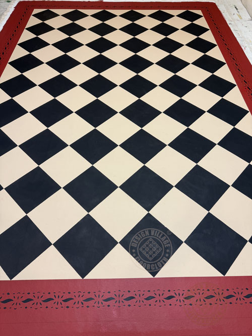 Diamonds with Benjamin Pierce border Floorcloth