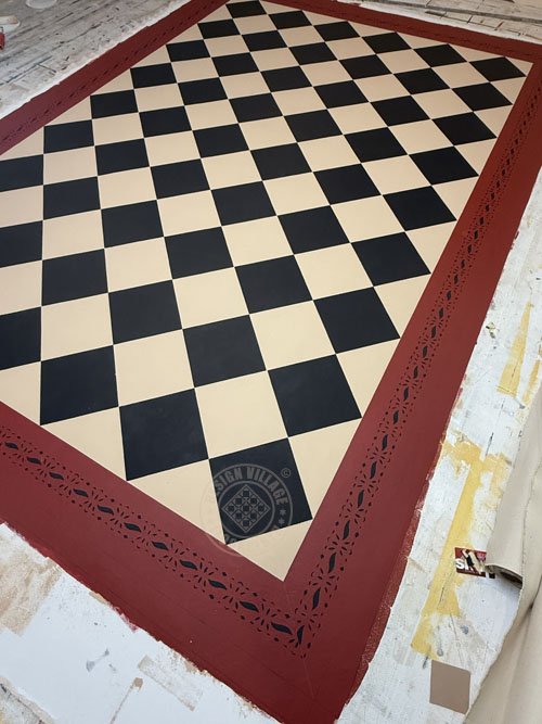 Diamonds with Benjamin Pierce border Floorcloth