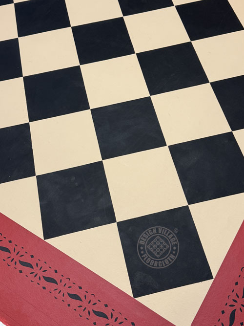 Diamonds with Benjamin Pierce border Floorcloth