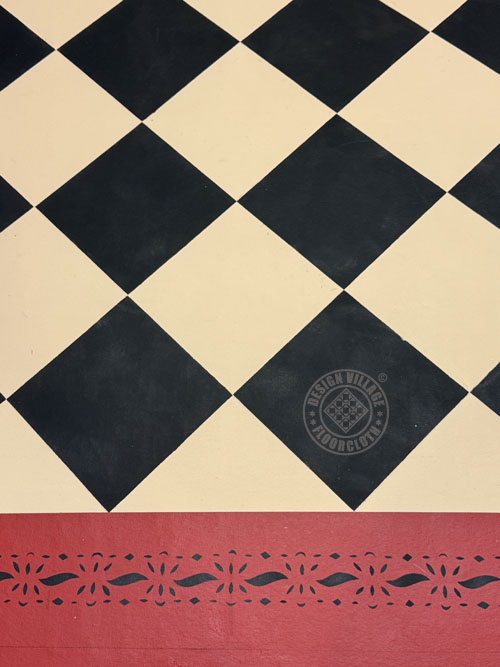 Diamonds with Benjamin Pierce border Floorcloth