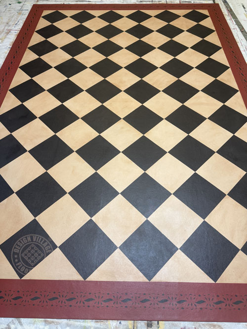 Diamonds with Benjamin Pierce border Floorcloth