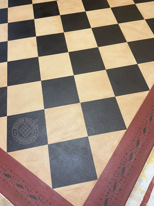 Diamonds with Benjamin Pierce border Floorcloth