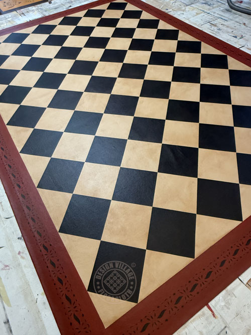 Diamonds with Benjamin Pierce border Floorcloth