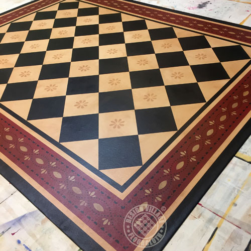 Diamonds with Farnum House border floorcloth