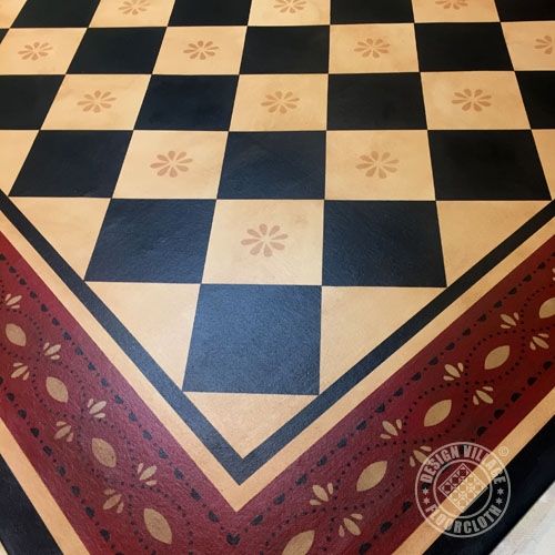 Diamonds with Farnum House border floorcloth