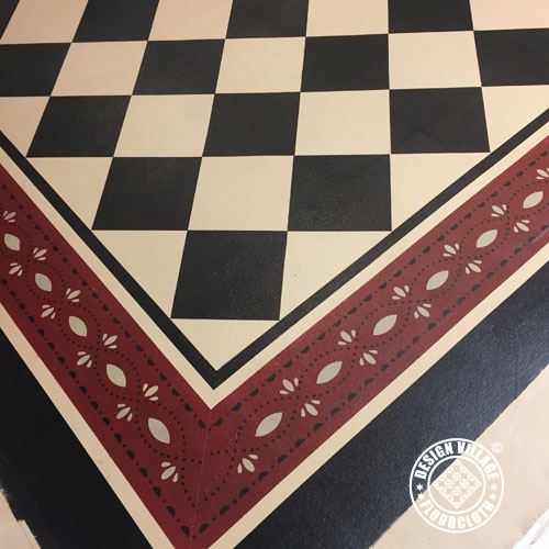 Diamonds with Farnum House border floorcloth