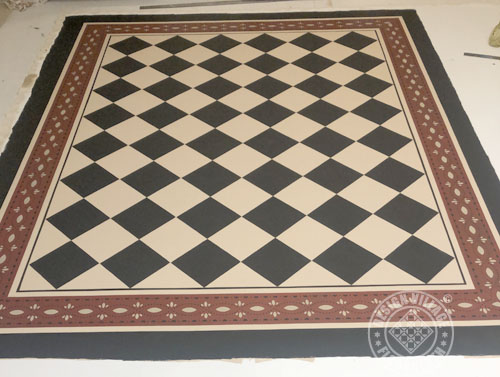 Diamonds with Farnum House border floorcloth