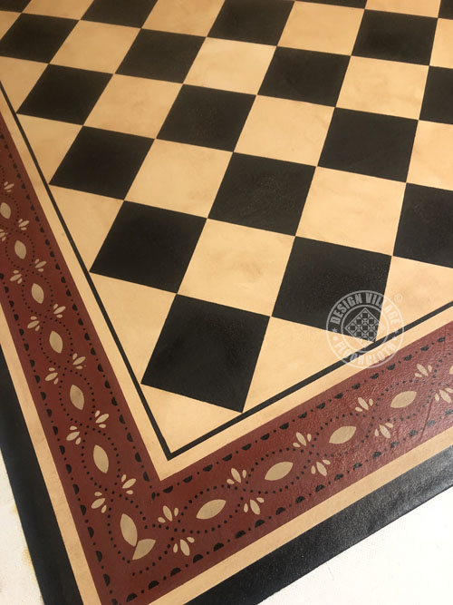 Diamonds with Farnum House border floorcloth