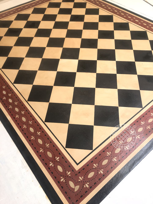 Diamonds with Farnum House border floorcloth