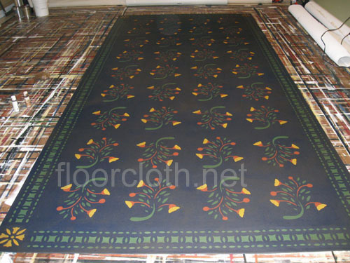 Early American Flowers Floorcloth