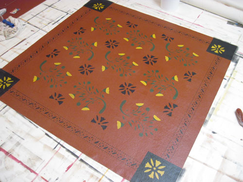 Early American Flowers Floorcloth