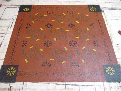 Early American Flowers Floorcloth