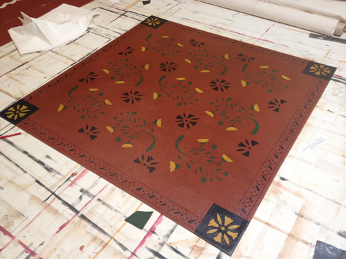 Early American Flowers Floorcloth