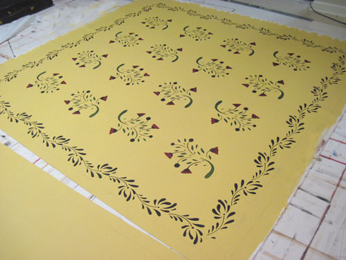 Early American Flowers Floorcloth