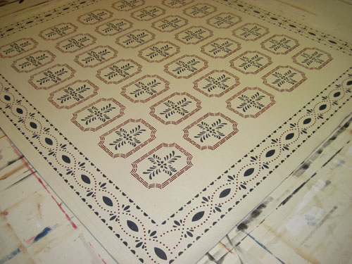 Farnum House Floorcloth with Bump Tavern Motif