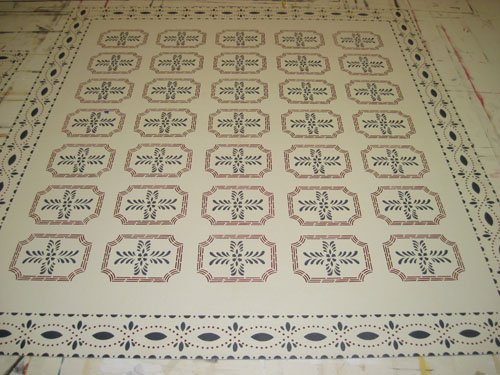 Farnum House Floorcloth with Bump Tavern Motif