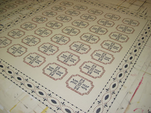 Farnum House Floorcloth with Bump Tavern Motif