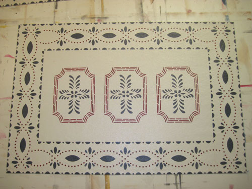 Farnum House Floorcloth with Bump Tavern Motif