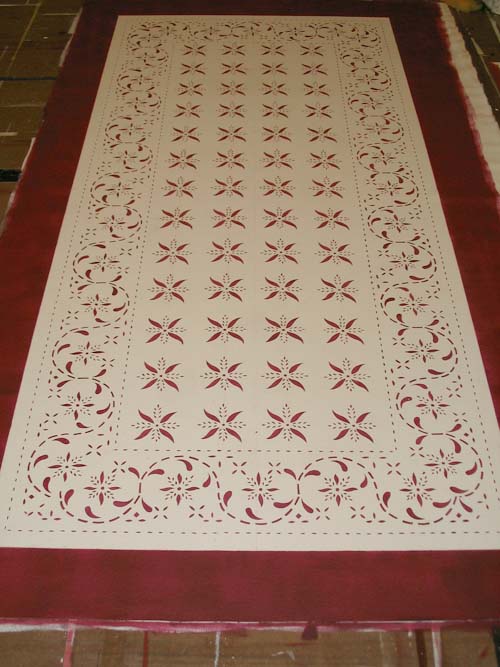 May House Floorcloth #4 with Solid border