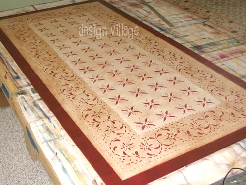 May House Floorcloth #4 with Solid border